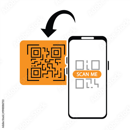 QR code scan icon from smartphone. Scan me. Barcode reader from mobile phone. vector illustration