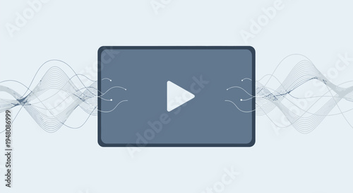 Gray Play Button on Rectangular Screen.