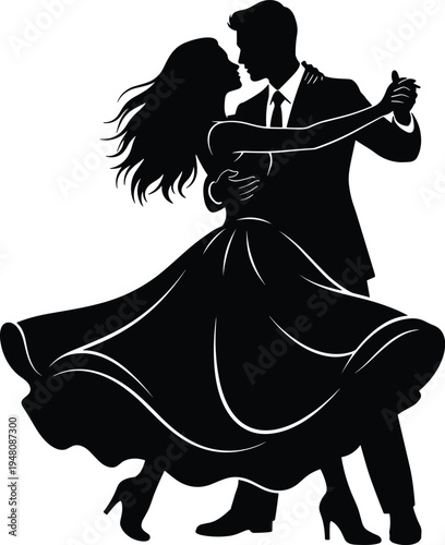 Elegant Ballroom Dance Silhouette Couple