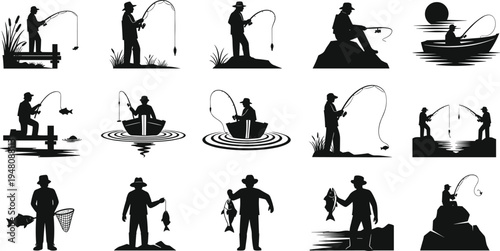 Fishing Silhouette Collection – Recreational Outdoor Icons