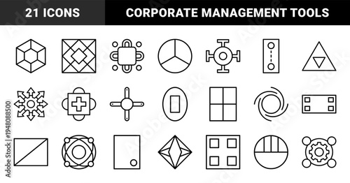 Business and office line icon set. Vector pictograms of document, chart, printer, calendar, lightbulb, briefcase, and calculator, thin outline illustration.