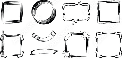 Brush stroke vector graphics abstract rectangular and oval shapes