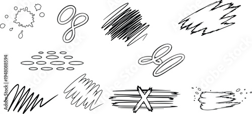 Brush stroke vector collection diverse hand drawn lines and shapes