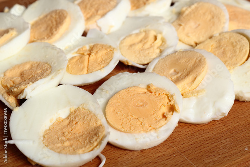 Sliced hard boiled eggs