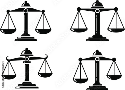 Set of Balance Scale Silhouettes – Justice and Equality Icons