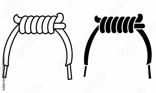 simple rope knot icon set. vector illustration in outline and silhouette.