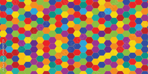 Colorful hexagon geometric seamless pattern abstract mosaic background