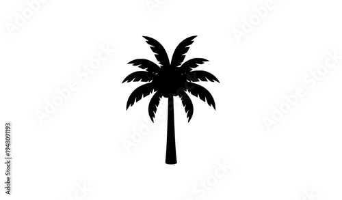 Minimal Palm Tree Silhouette Tropical Island Vector Icon