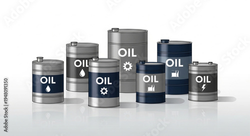Oil Barrels - A Collection of Industrial Containers for Petroleum Products.