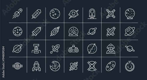 Space icons set vector illustrations