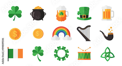 St patricks day icon set