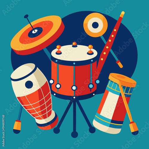 Assortment of Colorful Percussion Instruments