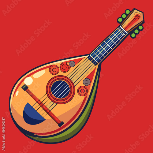 Colorful Bouzouki Musical Instrument