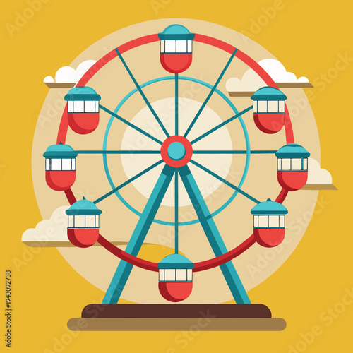 Colorful Ferris Wheel Amusement Ride Illustration