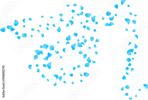 Romantic floating and swirling in a spiral motion isolated with blue rose petals. Flower blooming design