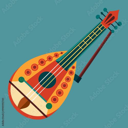 Colorful Folk Fiddle Instrument with Bow and Strings