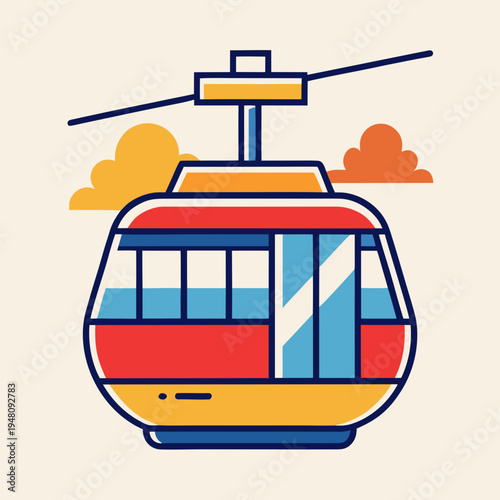 Colorful Gondola Ride in the Sky Vector Illustration