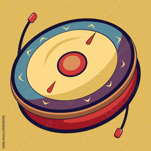 Colorful Handpan Drum Instrument on Yellow Background