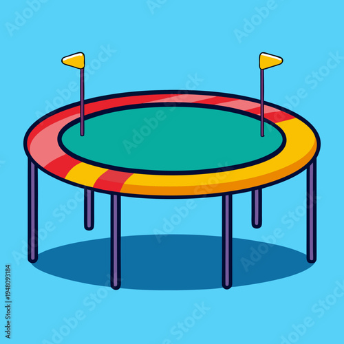 Colorful Trampoline with Flags for Bouncing Fun