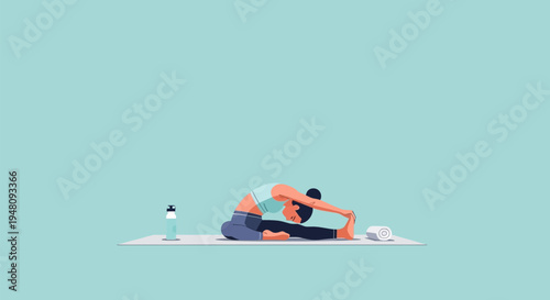 Woman Practicing Yoga on the Floor.