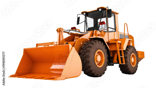 Valokuva Isolated orange front-end loader, heavy construction equipment, industrial earth