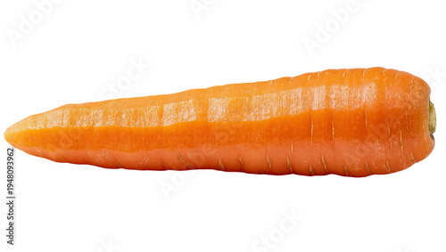 Isolated fresh orange whole carrot, a healthy root vegetable ready for nutritious cooking