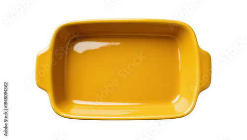 Foto Isolated bright yellow rectangular ceramic baking dish for cooking and serving f