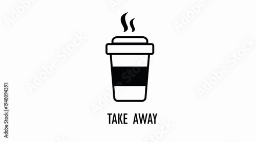Color takeaway coffee cup icon with steam, hot coffee paper cup symbol isolated on white background, coffee to go and cafe takeaway drink concept for web, app and interface design.