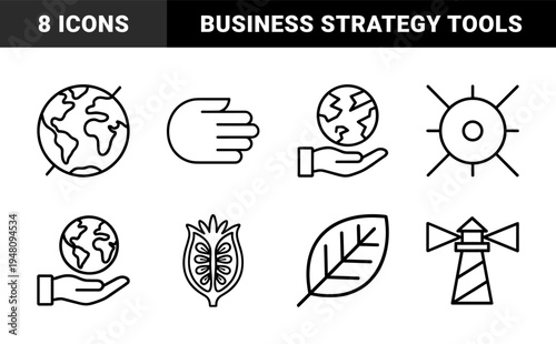 Business and office line icon set. Vector pictograms of document, chart, printer, target, handshake, lightbulb, and cloud, thin outline illustration.