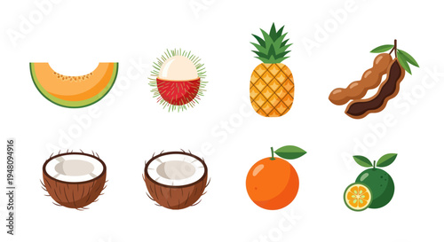 Variety of fresh tropical fruits
