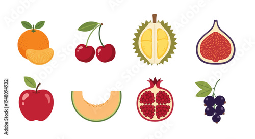 Variety of fresh fruits isolated on white