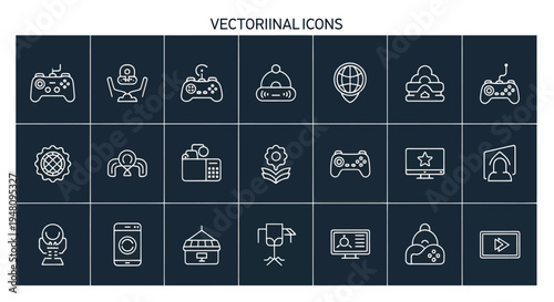 Vector icons set technology gaming and more
