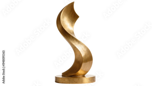 Fotografía Isolated elegant shiny golden abstract sculpture with a dynamic flowing wavy des