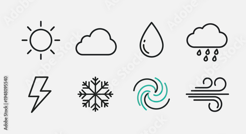 Weather icons climate and forecast symbols