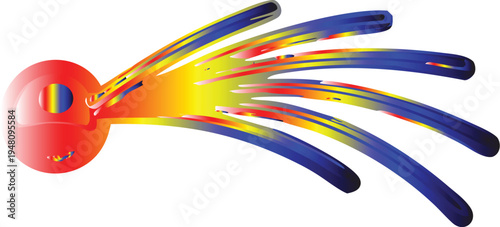 A vibrant abstract illustration of an octopus with colorful tentacles and a head