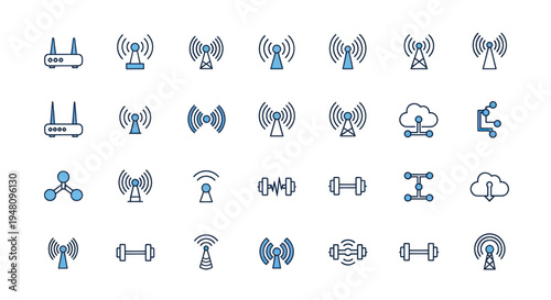 Wireless communication icons set