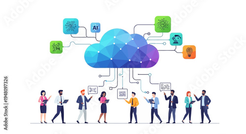 Professionals collaborating on cloud computing and AI technology