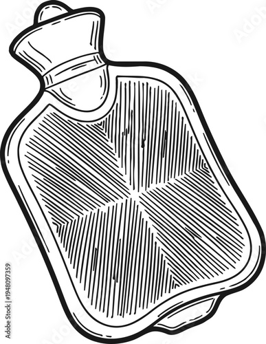 Medical hot water bottle healthcare line art illustration vector