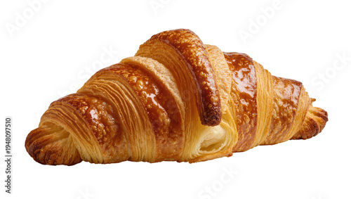 Foto Isolated delicious golden brown flaky butter croissant fresh from bakery for breakfast
