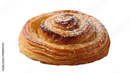 Tableau sur toile Isolated golden-brown delicious flaky pastry roll, a sweet breakfast treat with