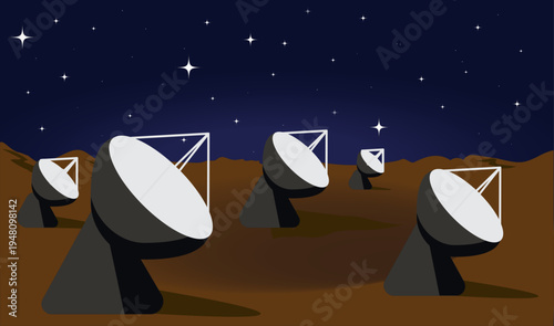 planète de téléscopes tournés ver l'espace et les étoiles