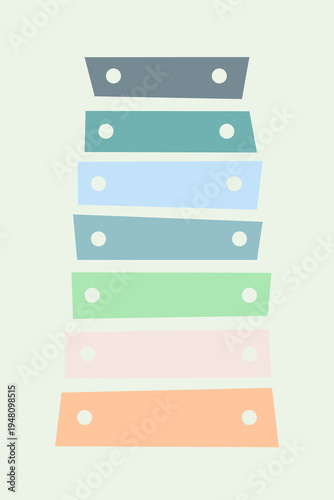 Abstract geometric marching bell and glockenspiel in pastel colors. Vector illustration of cute percussion musical instrument for marching band, nursery wall art, and educational design.