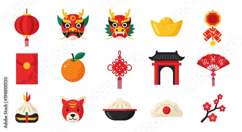Asian culture icons and symbols