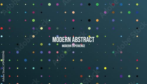 Modern abstract art with colorful dots on dark blue background