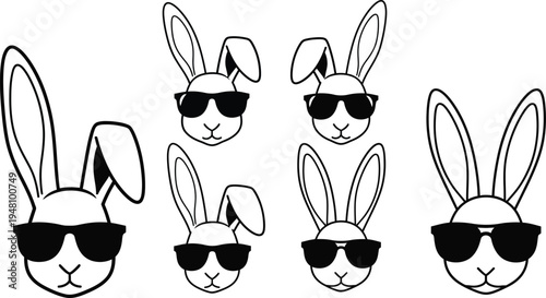 Ester vector illustration of cool rabbits wearing sunglasses