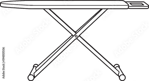 Folding Ironing Board Household Laundry Equipment Line Art Vector
