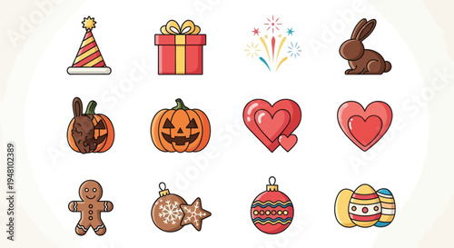 Holiday icons celebrations and events