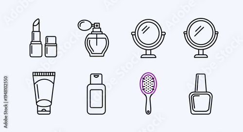 Cosmetics and beauty products icons