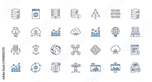 Data and finance icons set