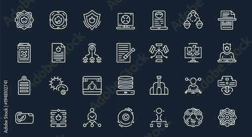 Data security icons on dark background